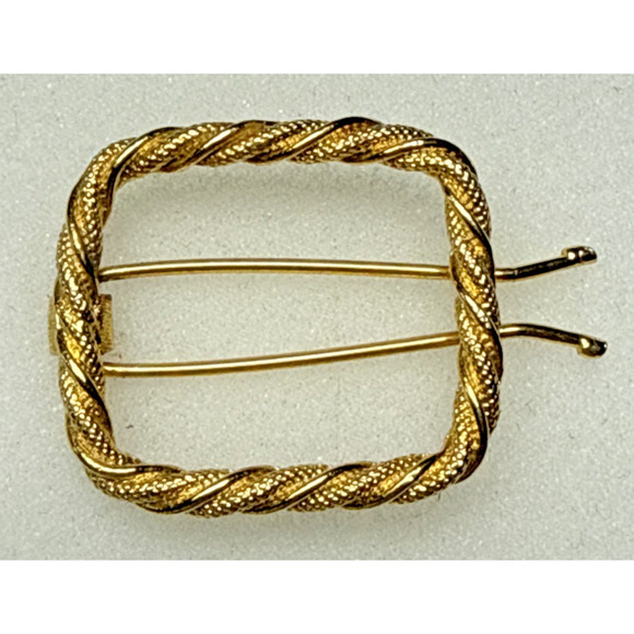 Vintage Twisted Rope Gold Tone Metal Hair Barrette Square - Picture 1 of 13